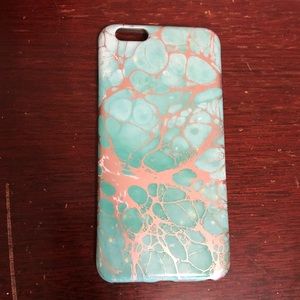 Rose gold & teal marble iPhone 6 Plus case